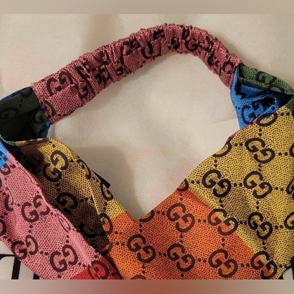Gucci Red and Yellow Patterned Headband - Picture 5 of 6